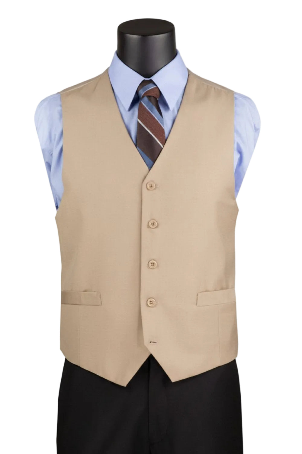 Beige Slim Fit Vest Single Breasted 5 Button Design