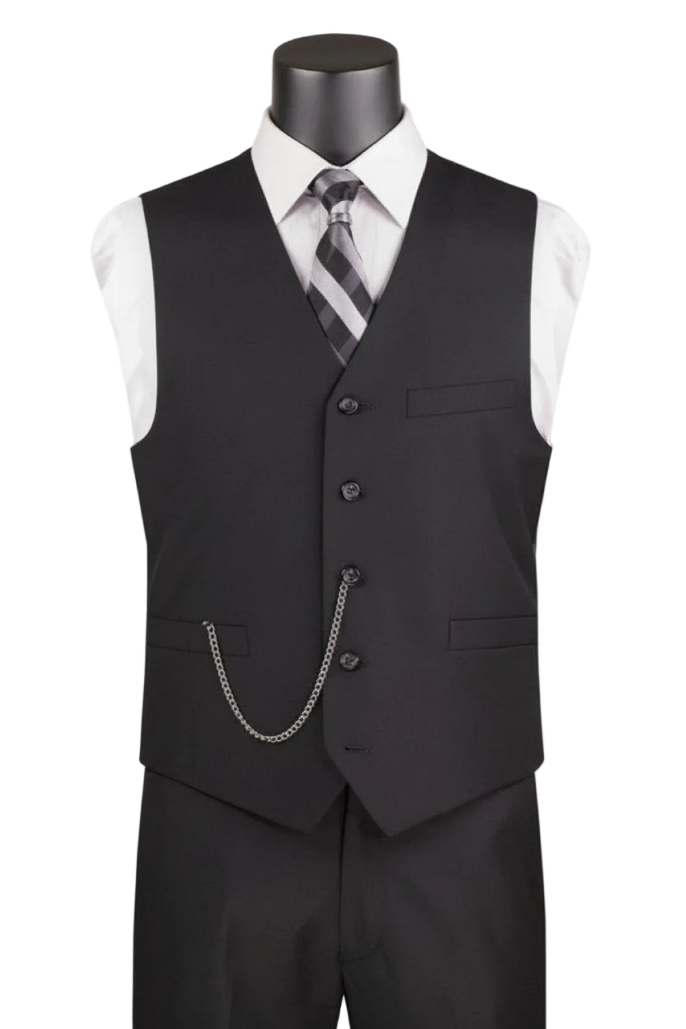 Black Slim Fit Vest Single Breasted 5 Button Design
