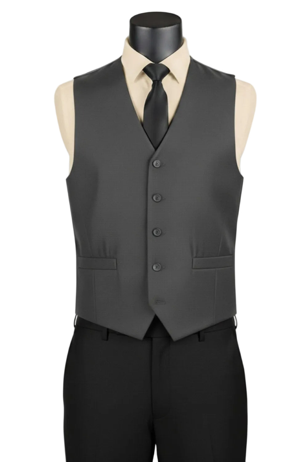 Charcoal Slim Fit Vest Single Breasted 5 Button Design