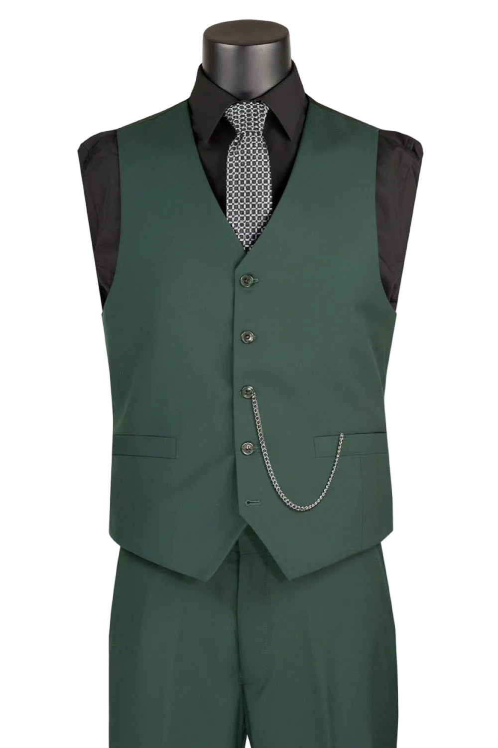 Hunter Green Slim Fit Vest Single Breasted 5 Button Design