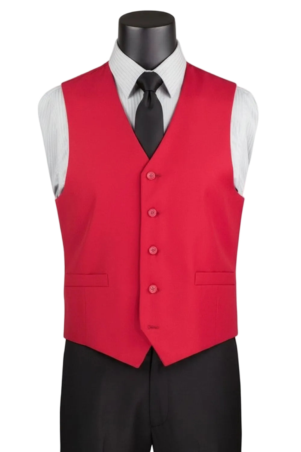 Red Slim Fit Vest Single Breasted 5 Button Design