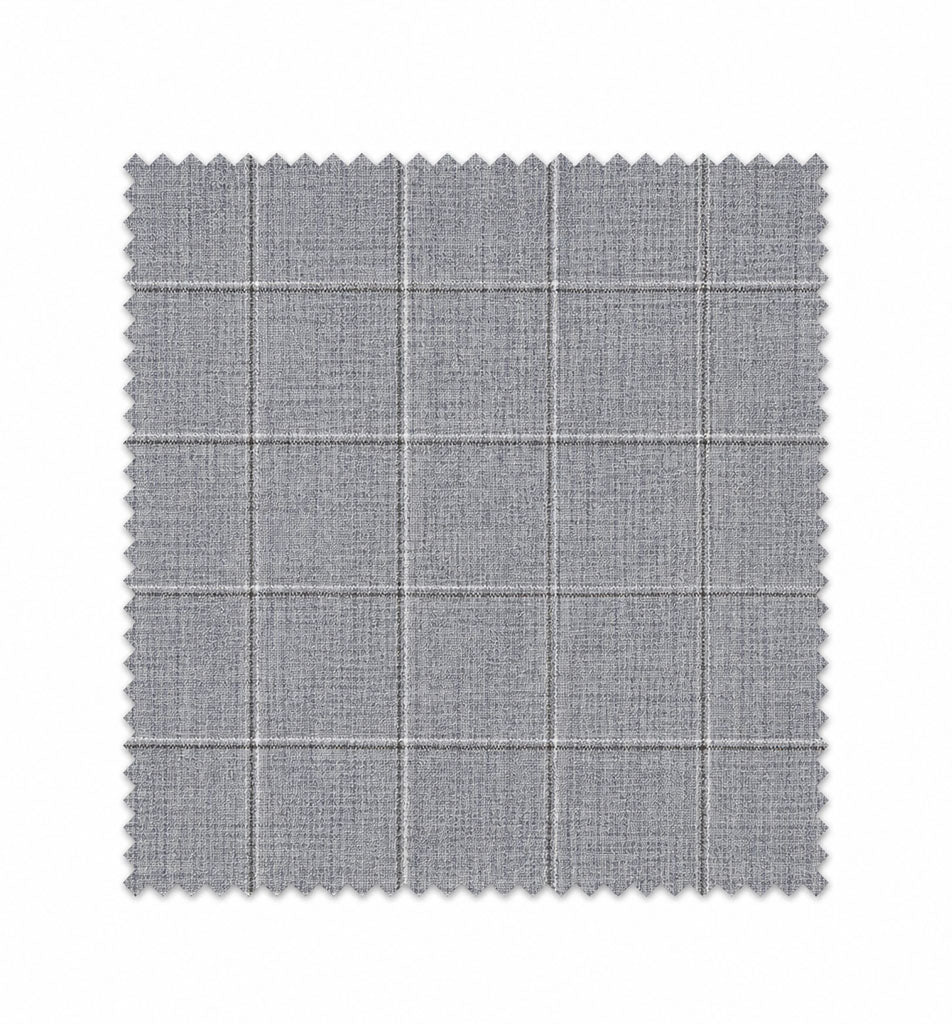 Gray checkered fabric swatch on a white background