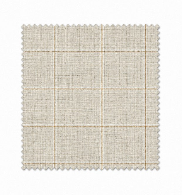 Textile swatch with a plaid pattern on a white background
