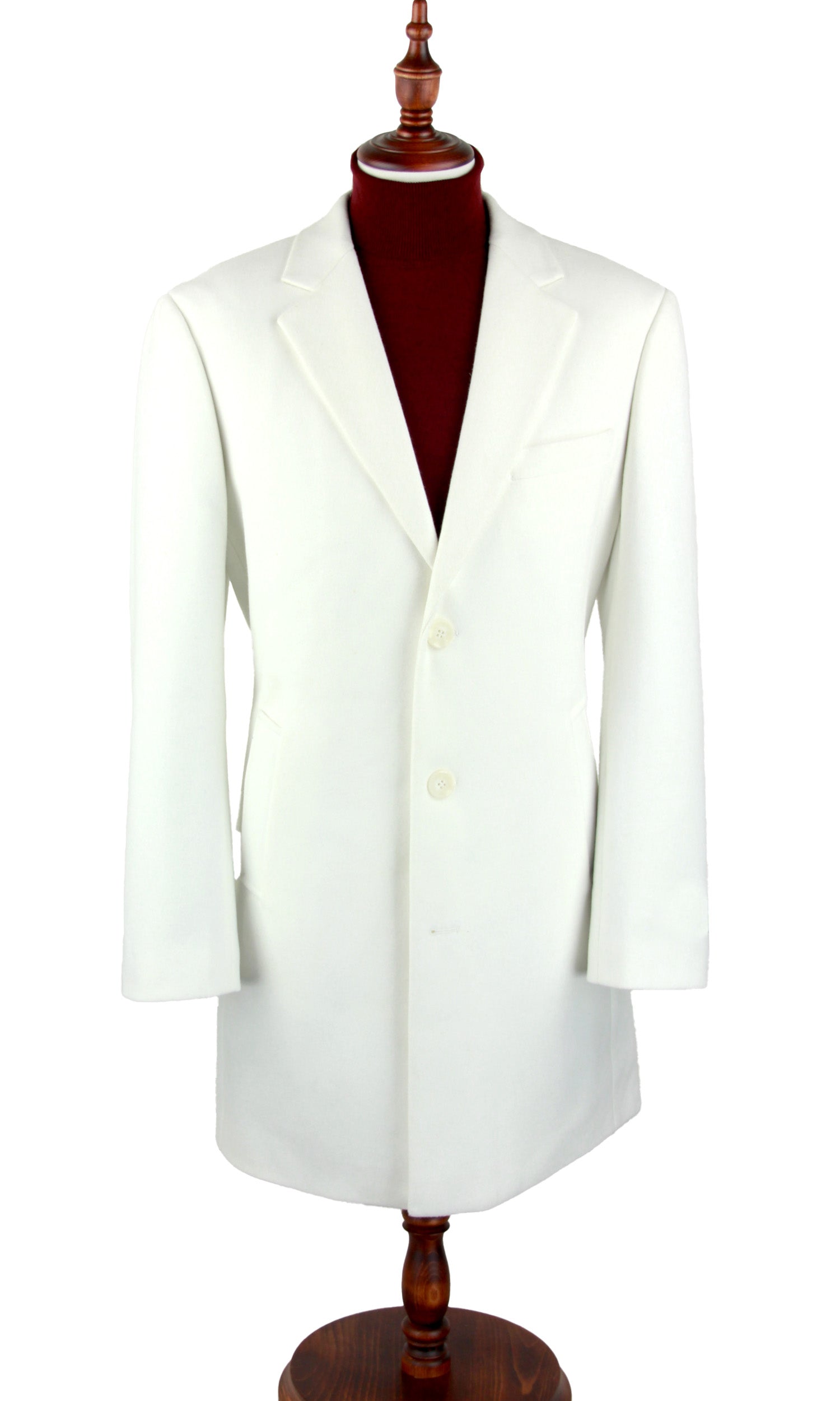 Off White Wool Slim Fit 2 Button Top Coat