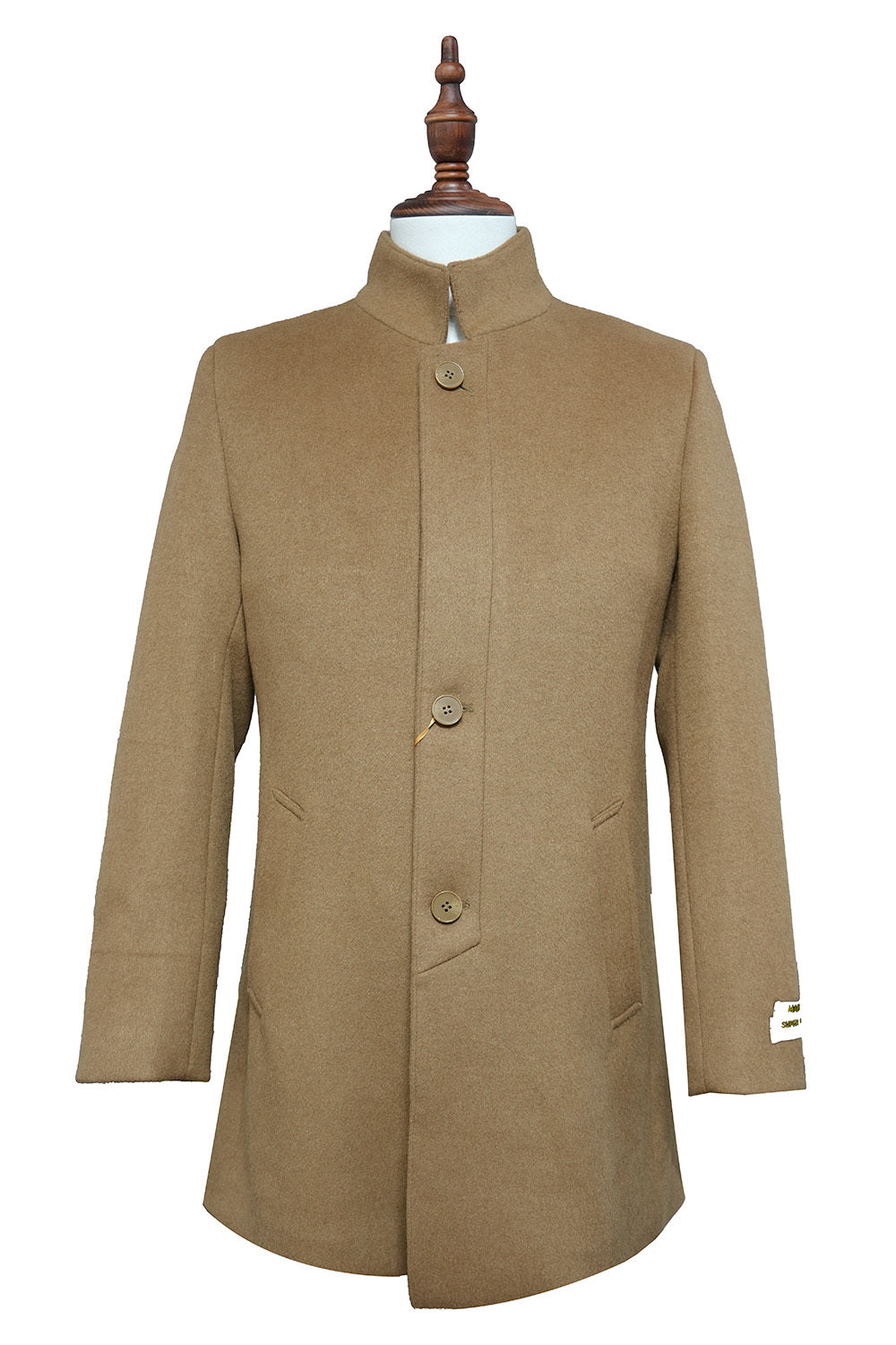 MANZINI CANADA Men's Short Ripple Faux Fur Button Coat Camel