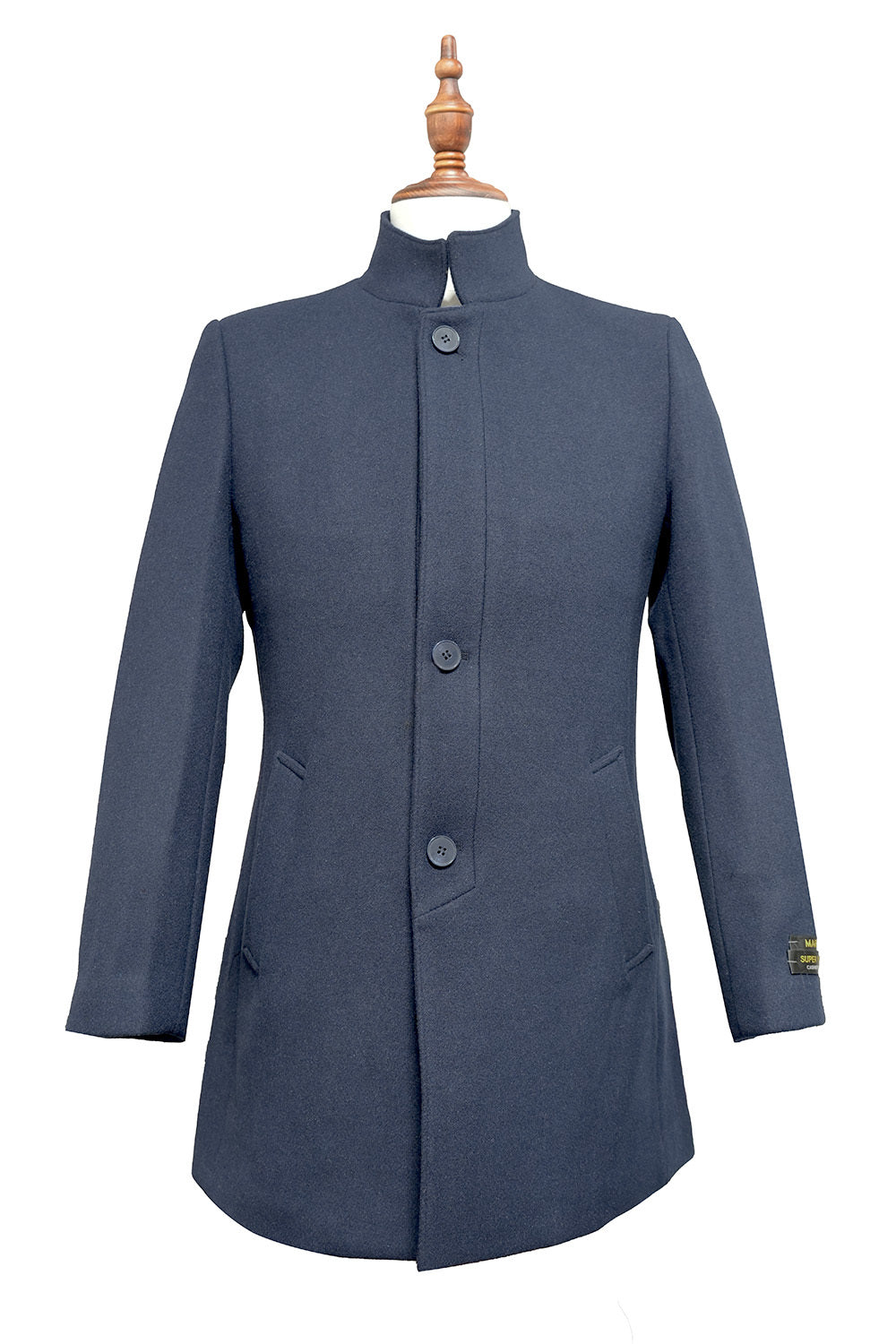 Wool and Cashmere Top Coat in Navy