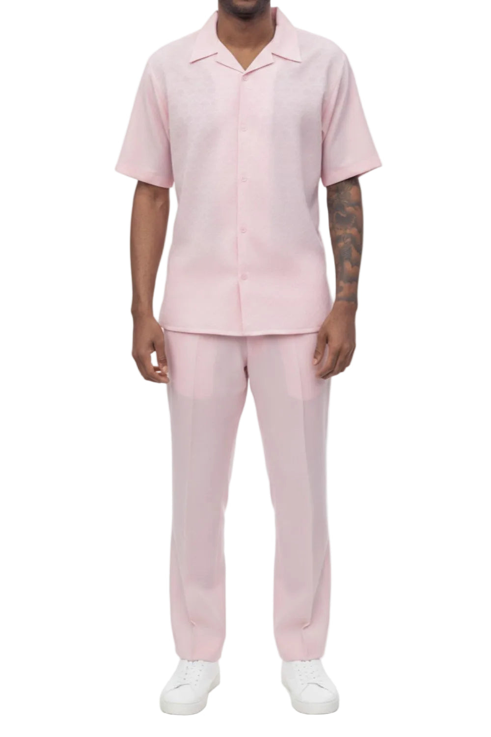 Pink Tone-on-tone Walking Suit 2 Piece Short Sleeve Set