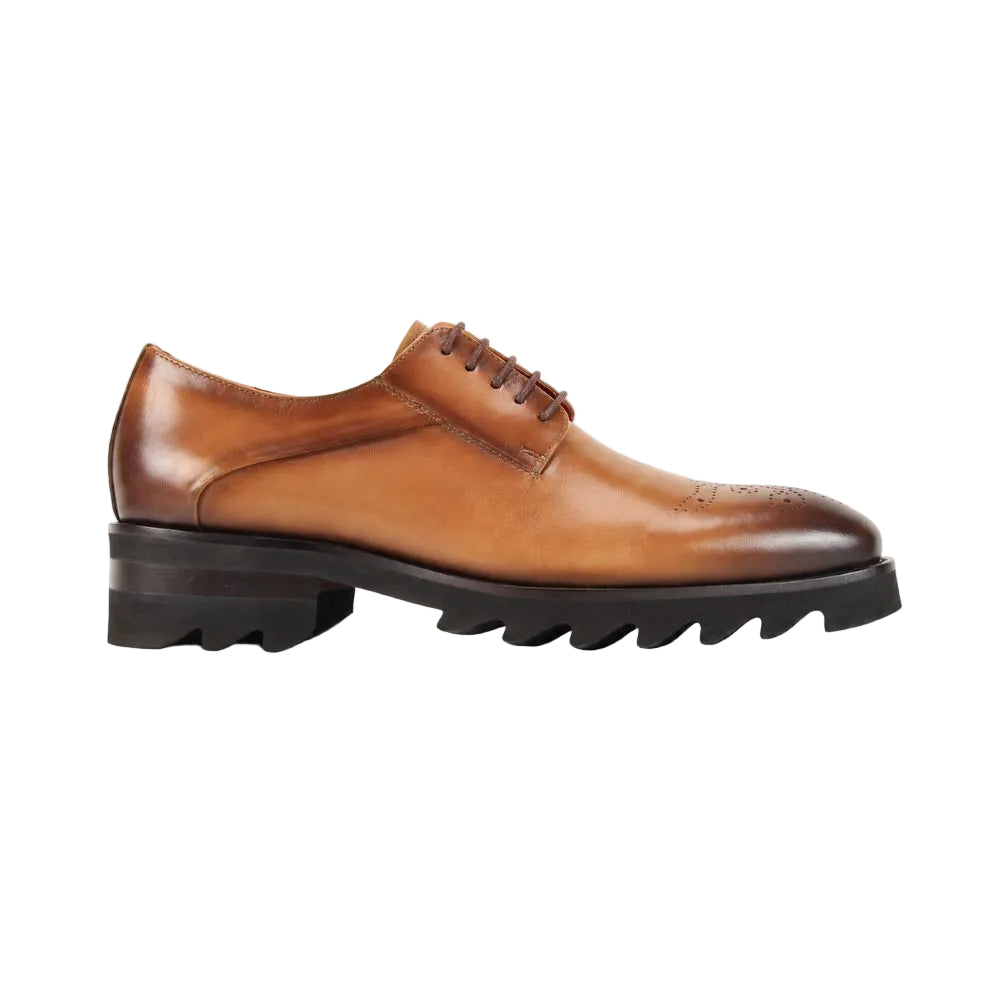 Wolf Collection - Peanut Medallion Toe Lace-Up Dress Shoes