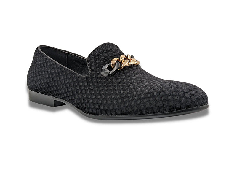 Black Velvet Diamond Pattern Loafer