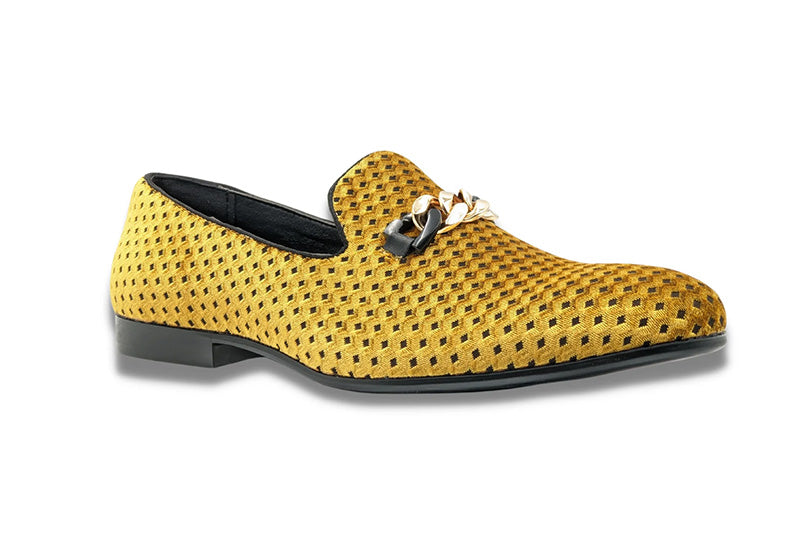 Canary Velvet Diamond Pattern Loafer