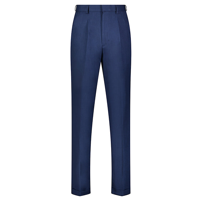 Solid Navy Men's 2 Piece Long Sleeve Walking Suit pants showing button and pocket detail on a white background.