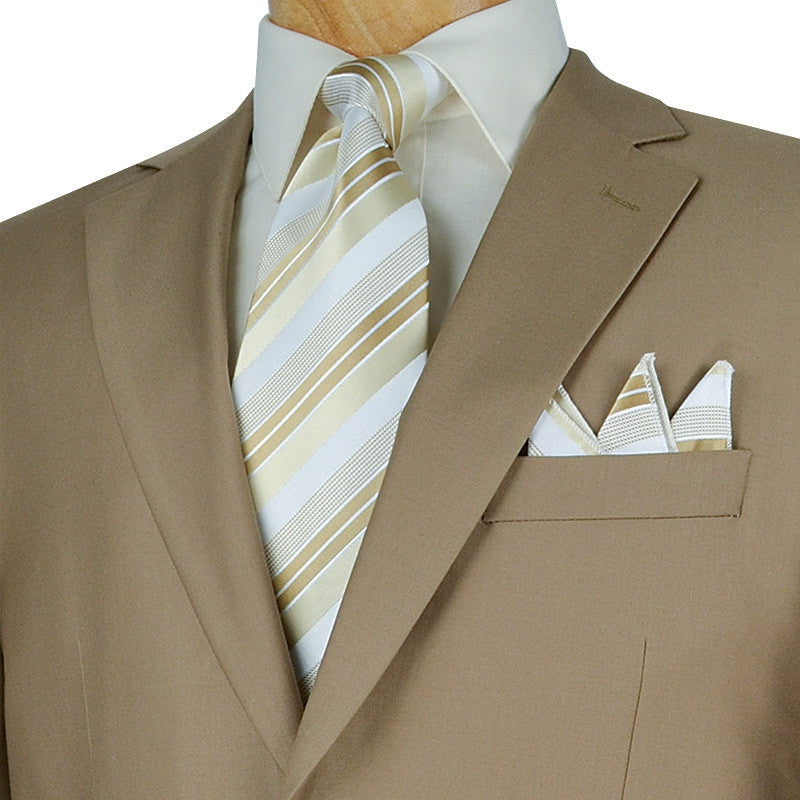 Regular Fit Suit 2 Button 2 Piece in Khaki
