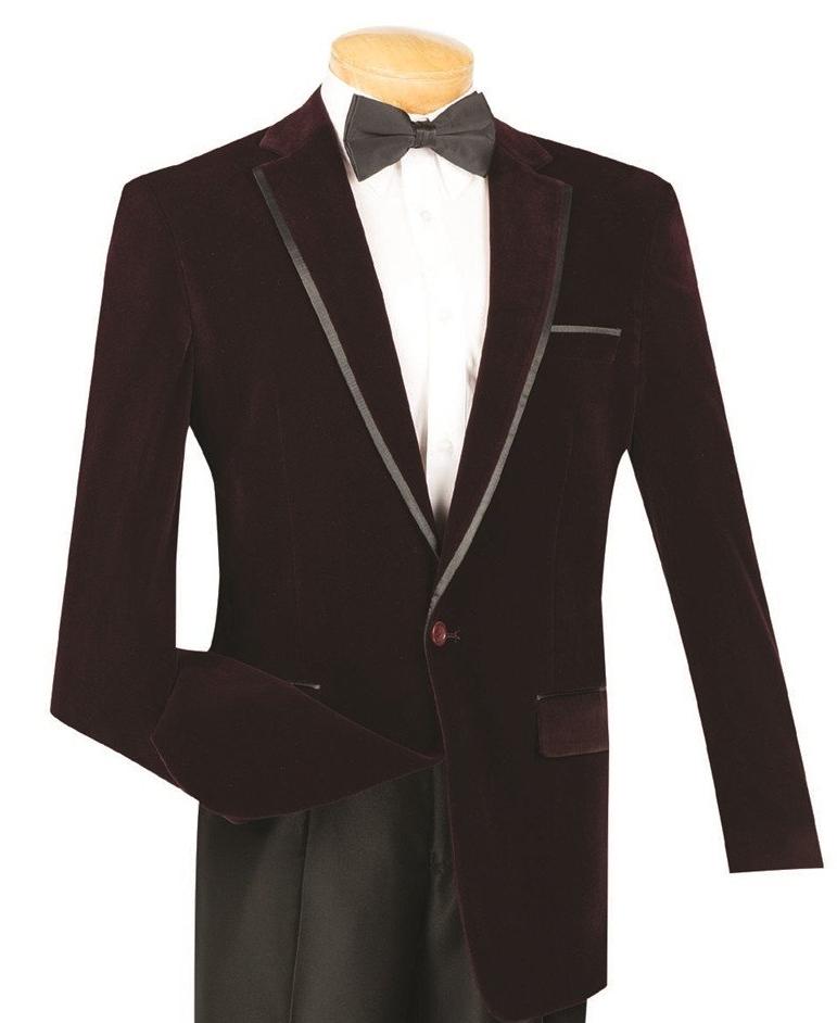 Velvet Regular Fit Men's Blazer in Wine