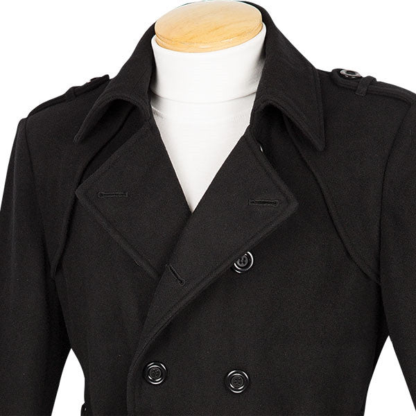 Men's Fall/Winter Slim Fit Double Breasted Top Coat in Black