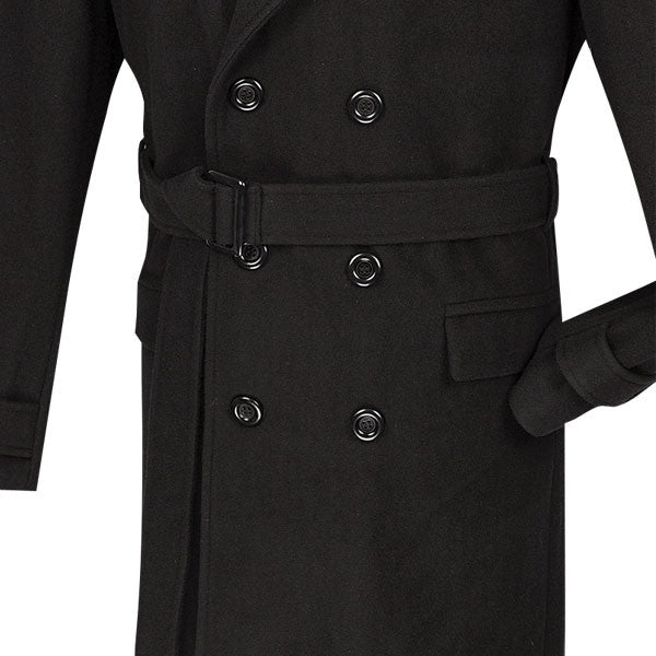 Men's Fall/Winter Slim Fit Double Breasted Top Coat in Black