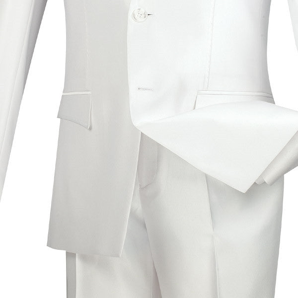 Slim Fit Men's Suit 2 Piece 2 Buttons Shiny Sharkskin in White