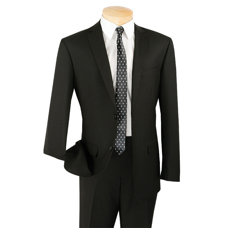 Slim Fit Men's Suit 2 Piece 2 Button in Black | Suits Outlets