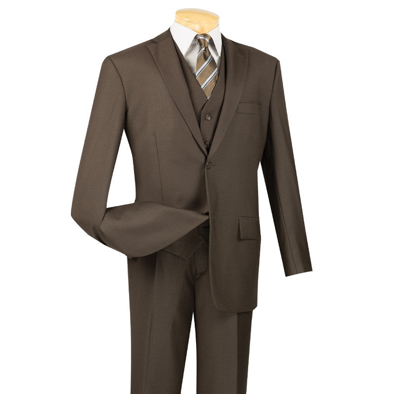 Morgan Collection - Regular Fit 3 Piece Suit 2 Button Brown