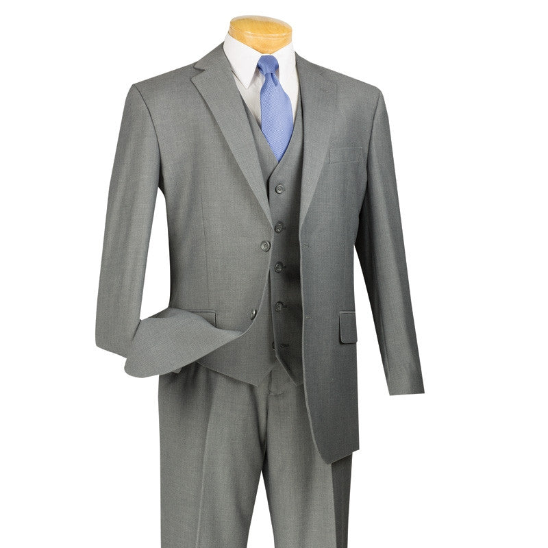 Morgan Collection - Regular Fit 3 Piece Suit 2 Button Medium Gray