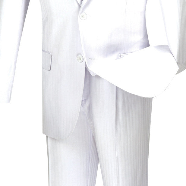 Regular Fit 3 Piece Tone On Tone Stripe White