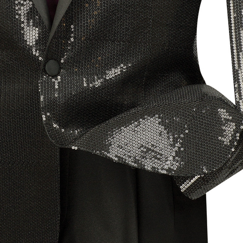 Spotlight Collection - Regular Fit Black Sequins Party Jacket