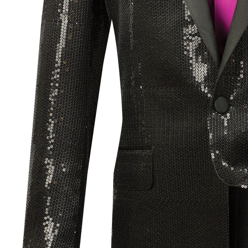 Spotlight Collection - Regular Fit Black Sequins Party Jacket