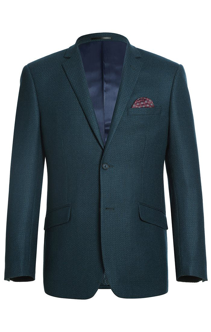 (38R, 40R, 40S) Men's Slim Fit Blazer Wool Blend Sports Jacket in Emerald Green