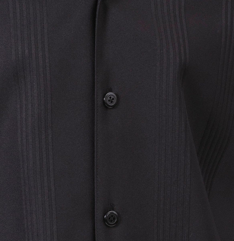 Black Tone on Tone Vertical Stripes Walking Suit 2 Piece Short Sleeve Set