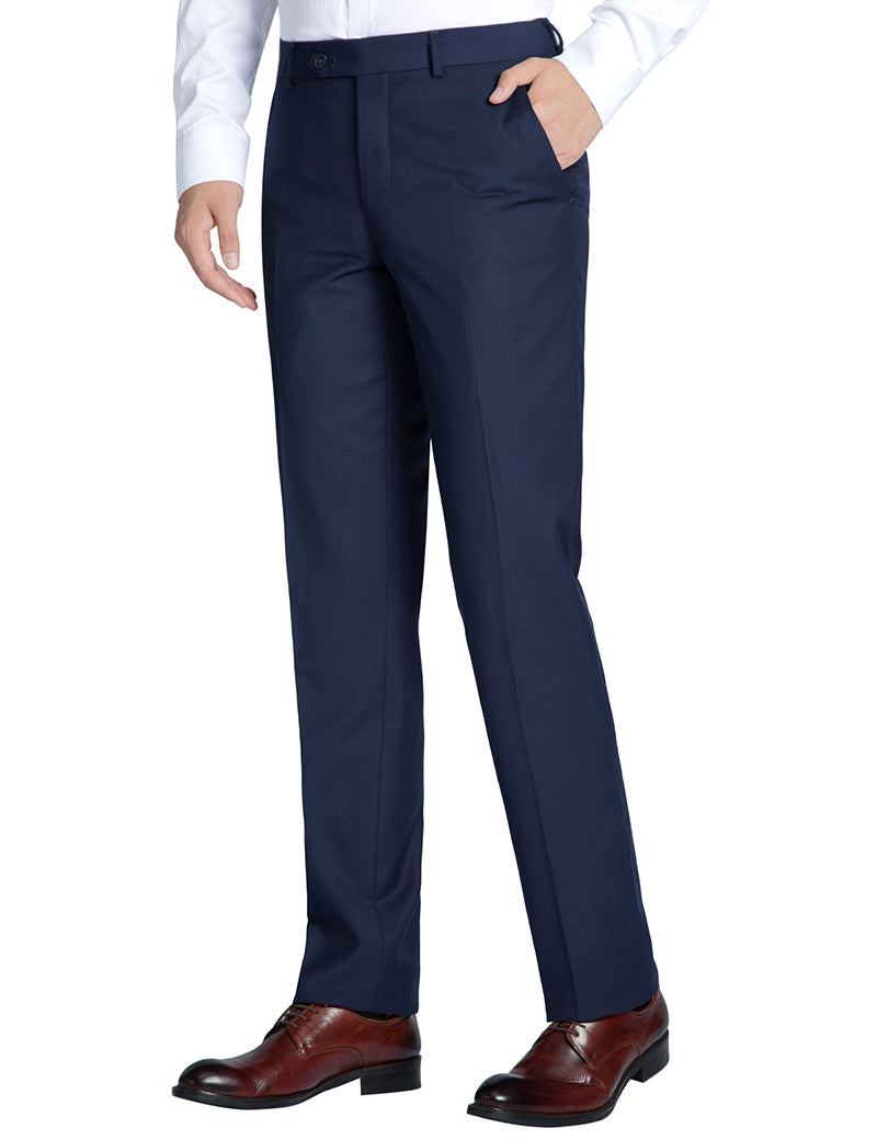 Buy Navy Blue Slim Fit Dress Pants by  with Free
