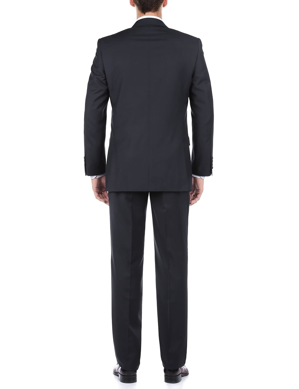 Bevagna Collection - Navy 100% Virgin Wool Regular Fit Pick Stitch 2 Piece Suit 2 Button