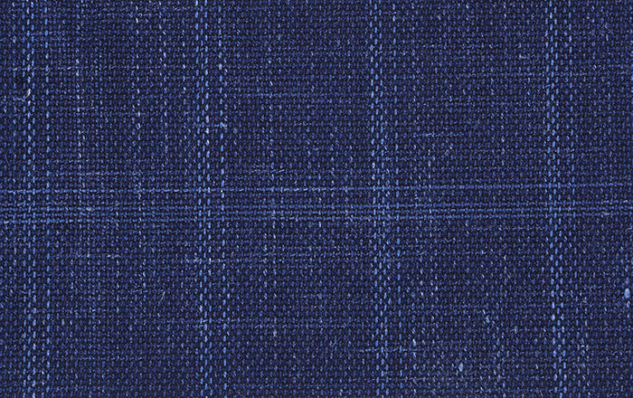 Wool and Silk Regular Fit Blazer Windowpane Pattern in Navy