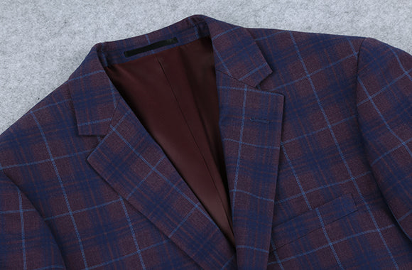 Renoir Slim Fit Blazer Glen Plaid in Blue jacket, checkered, displayed on a mannequin.