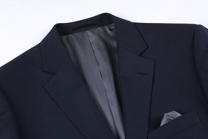 Wool Regular Fit Blazer Solid Color in Black