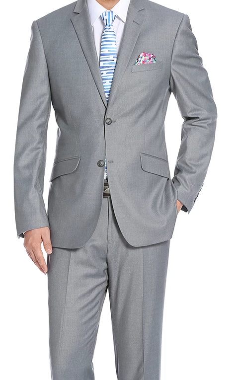 Light Blue Pinstripe mandarin collar stretch Suit