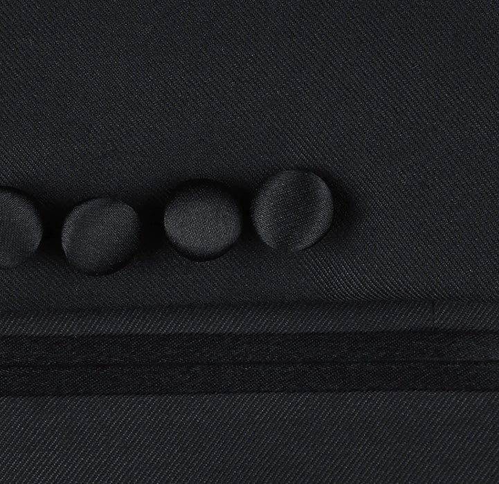 Solid Classic Black Regular Fit 100% Wool Tuxedo Suit jacket by Renoir.