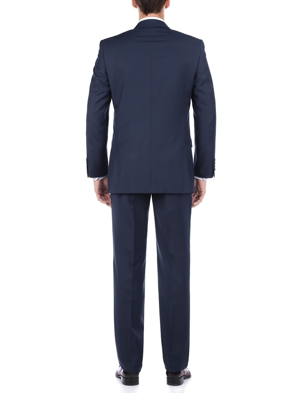 Bevagna Collection - Blue 100% Virgin Wool Regular Fit Pick Stitch 2 Piece Suit 2 Button