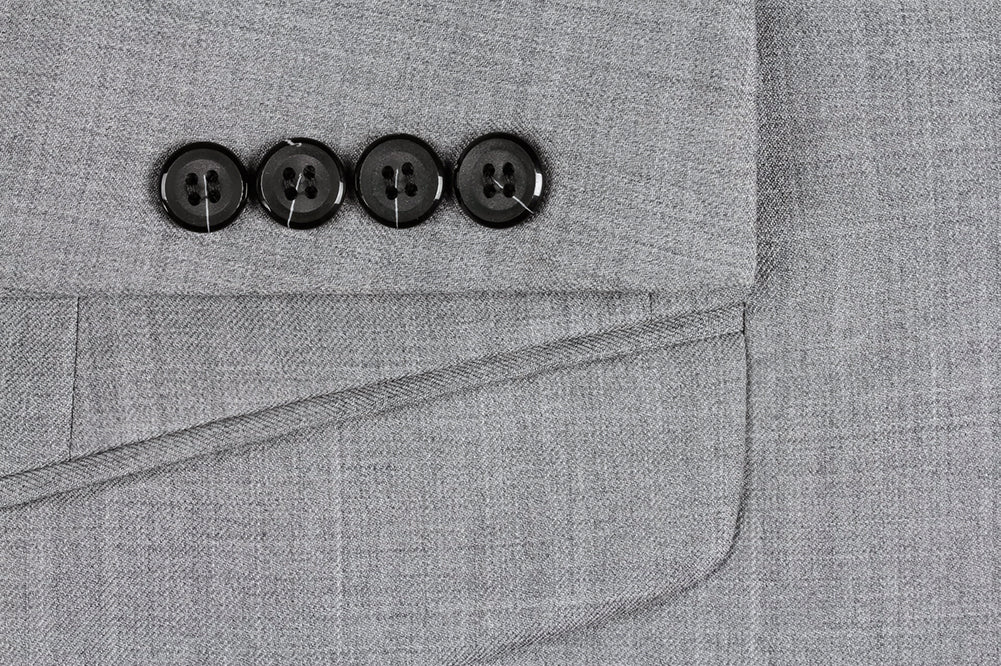 Bevagna Collection - Light Gray 100% Virgin Wool Regular Fit Pick Stitch 2 Piece Suit 2 Button