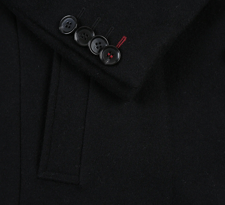 English Laundry Black Fall/Winter Essential Slim Fit Overcoat Wool Blend