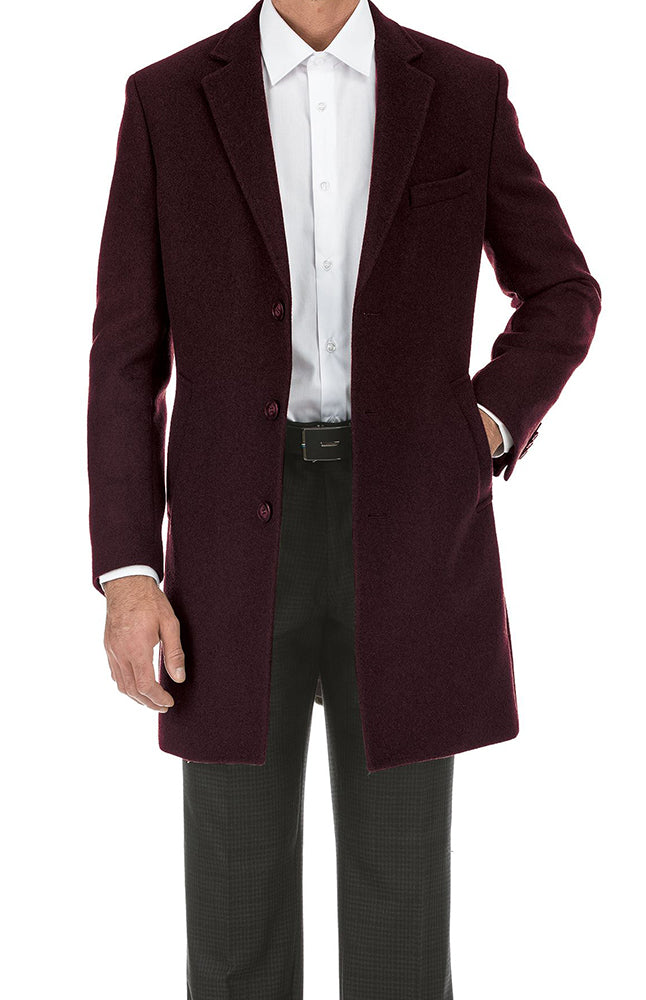 Men's English Laundry Burgundy Fall/Winter Essential Slim Fit Overcoat Wool Blend 46 Long / Burgundy Men's English Laundry Burgundy Fall/Winter Essential Slim Fit Overcoat Wool Blend 46 Long / Burgundy