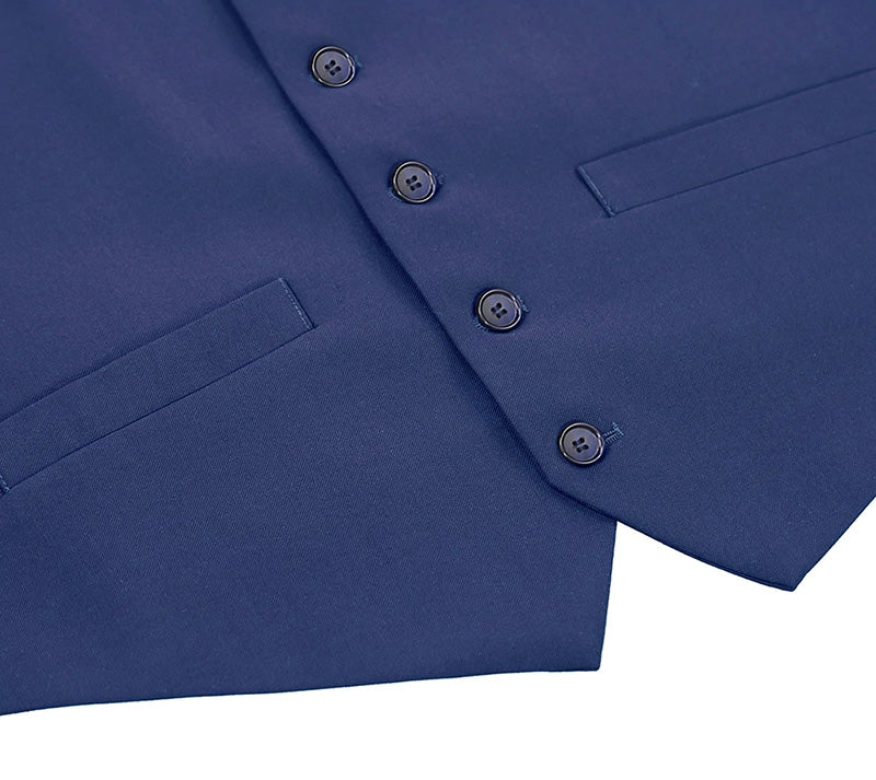 Vanderbilt Collection - Classic Dress Vest 5 Buttons Regular Fit In Blue