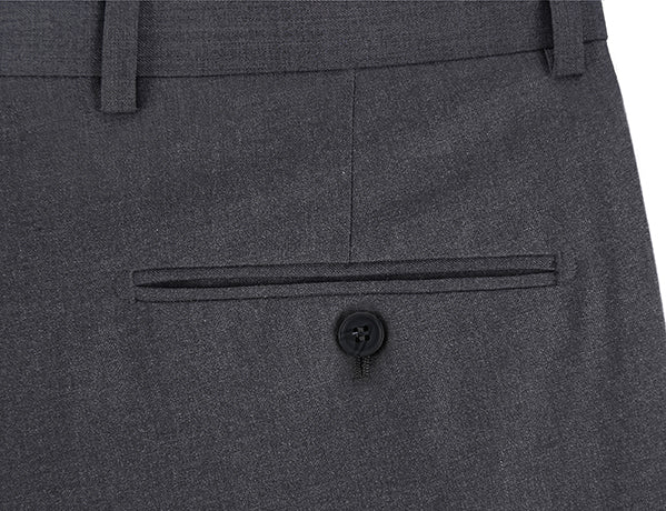 Renoir solid charcoal Dress Pants Regular Leg, displayed un-hemmed at the bottom, showing waistband and pockets.