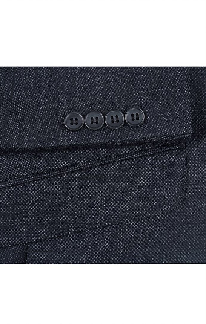 Renoir solid Charcoal Wool Blend Slim Fit 2 Piece 2 Button suit jacket, showing collar, front buttons, and pockets.