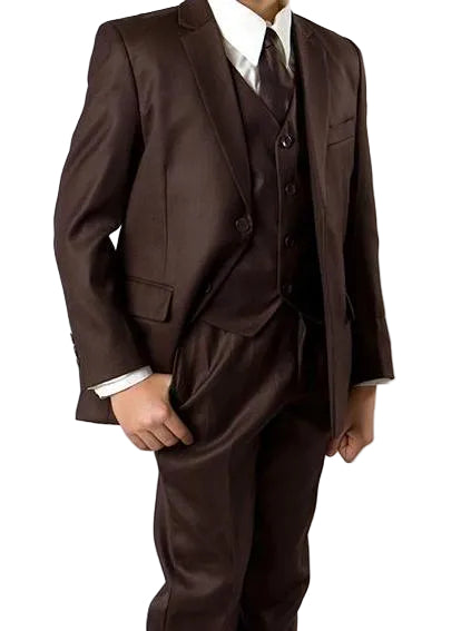 Classic Boy Suit 5 Piece Set Brown