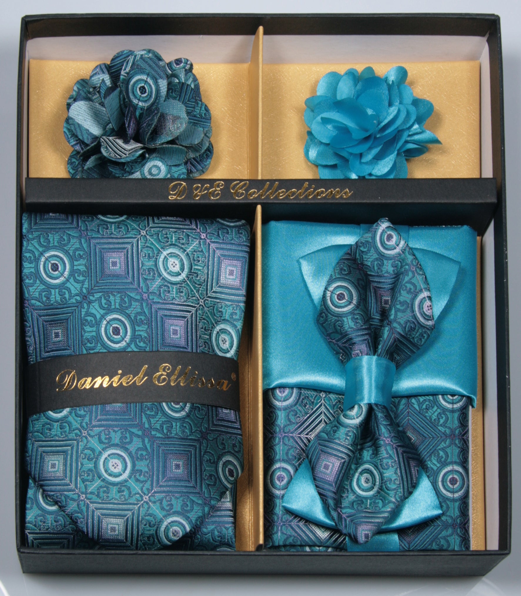 Peacock Blue Men's Accessory Collection Box 6 Pieces Set
