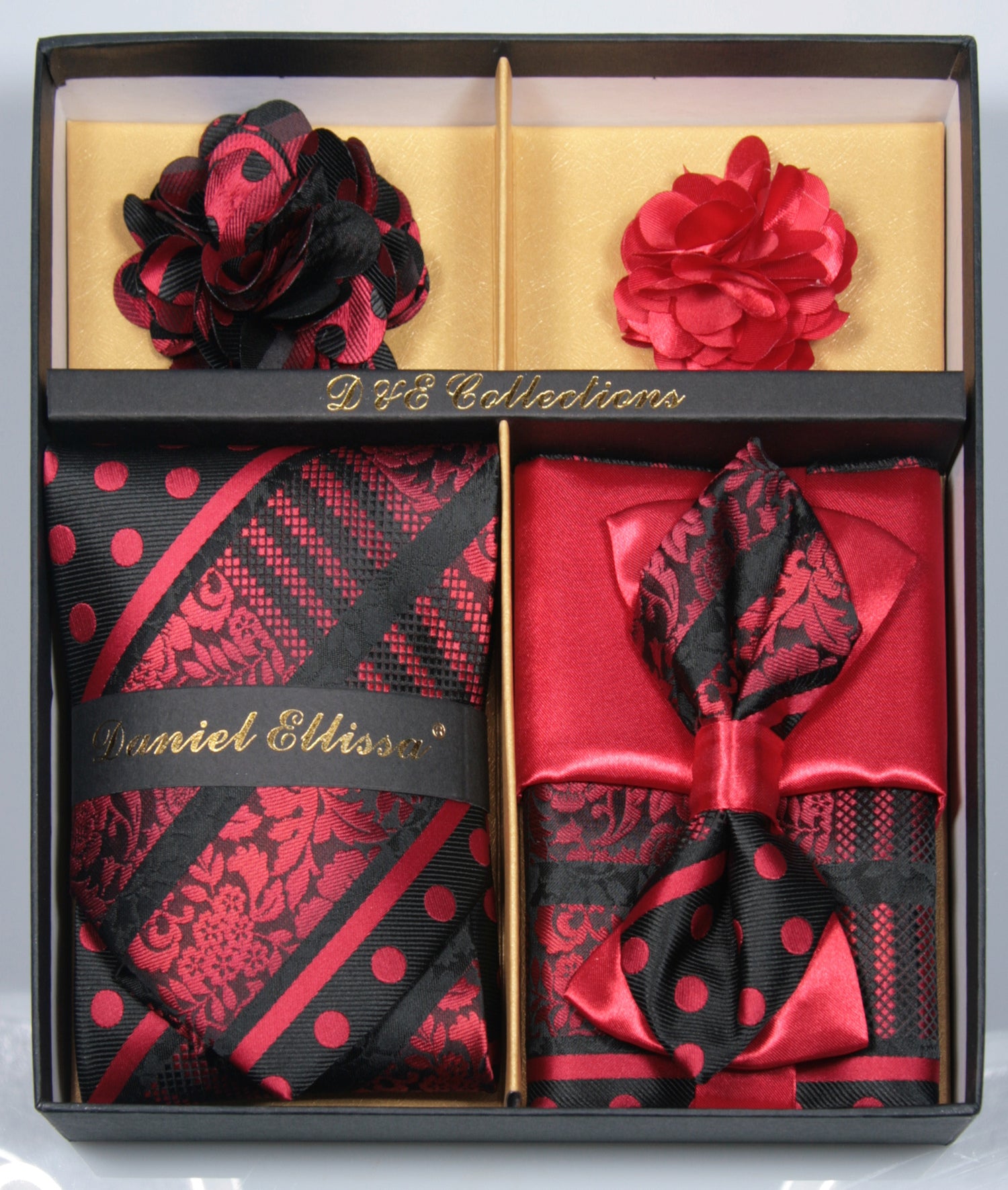 Black and Red Men's Accessory Collection Box 6 Piece Set