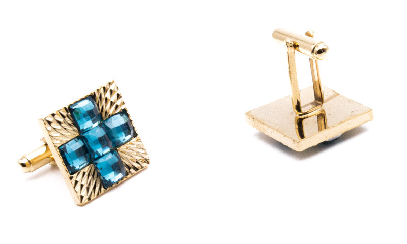 Sapphire on Gold Men's Cuff Links Accessory Box