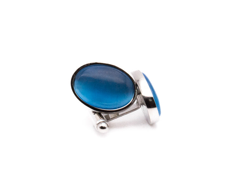 Blue Sliver Oval Men's Accessory Box 4 Piece Collection Set