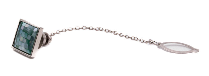 Daniel Ellissa Tortoise Pattern men's cuff links, tie clip, and tie pin displayed together in a 4-piece accessory box.