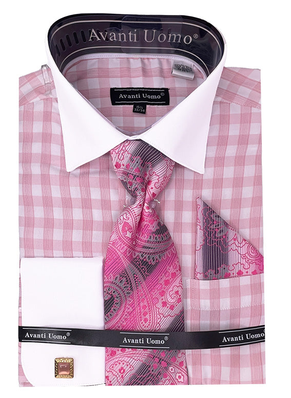 mens pink and white dress shirt The Pink Kent Gingham Custom Shirt