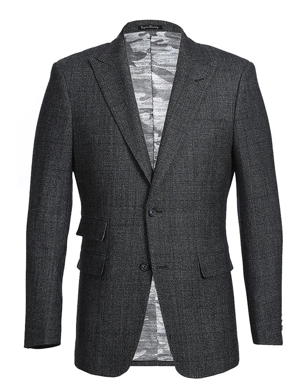 English Laundry Charcoal Checked Slim Fit Suit 100% Wool